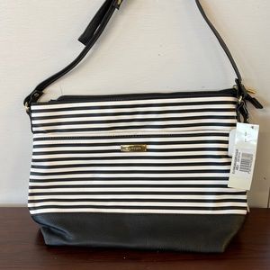 Black and white striped shoulder bag